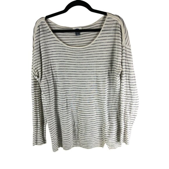 Old Navy Womens Striped Relaxed Scoop Neck Sweater Black White Size L - Picture 1 of 7